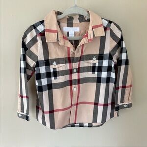 Burberry Kids Beige and Black Check Button Down Shirt